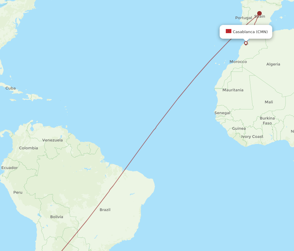 CMN-SCL flight routes