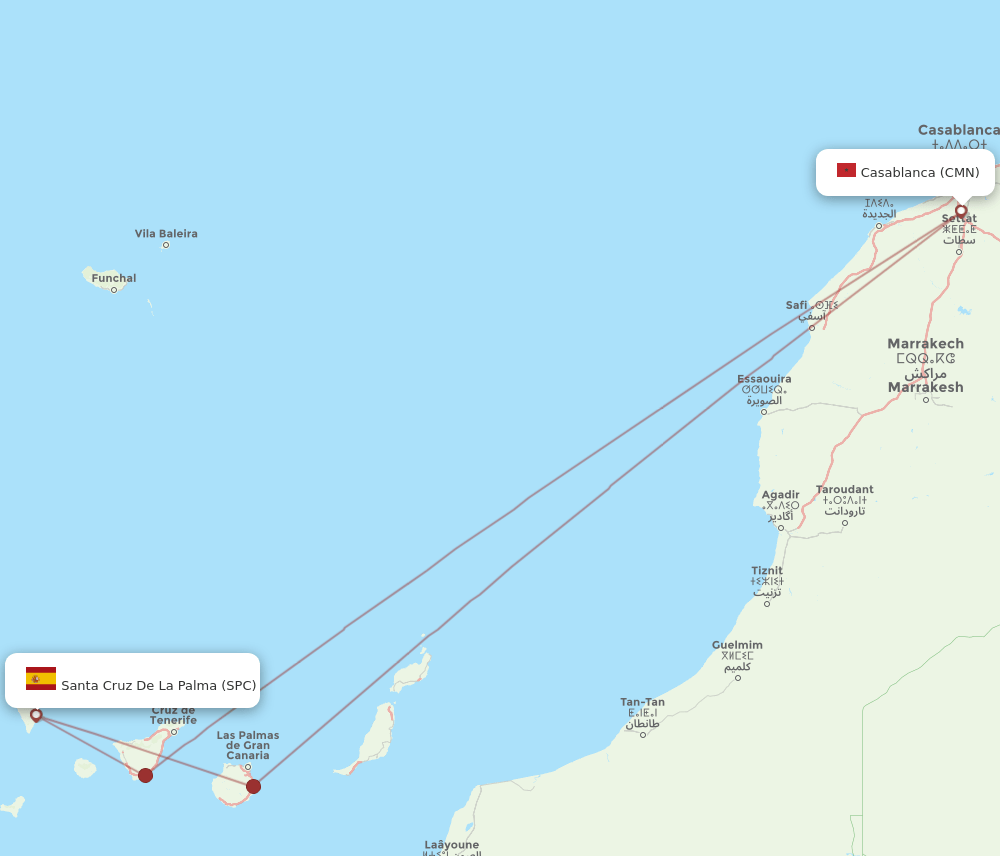 CMN-SPC flight routes