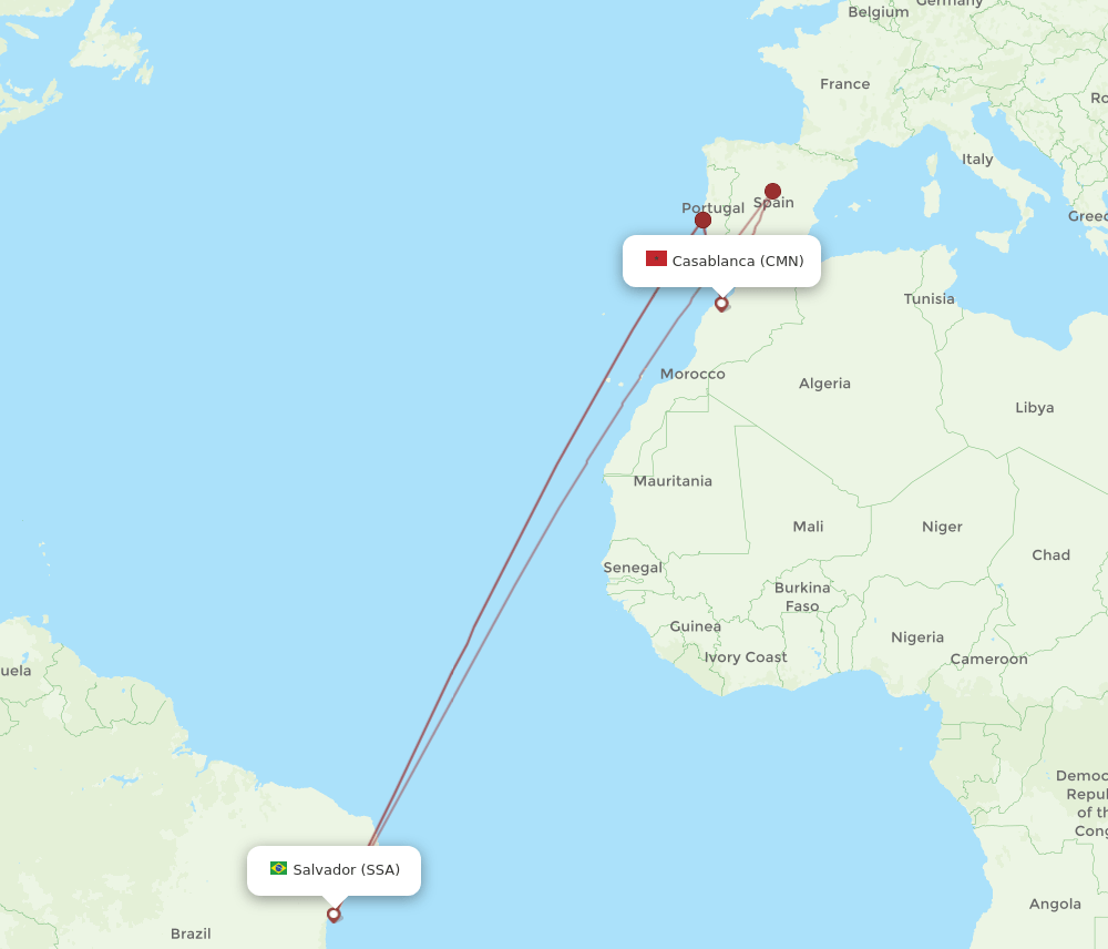 CMN-SSA flight routes