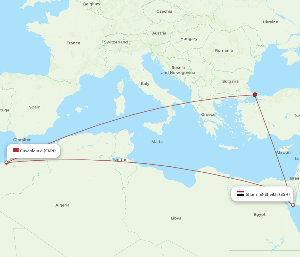 CMN-SSH flight routes