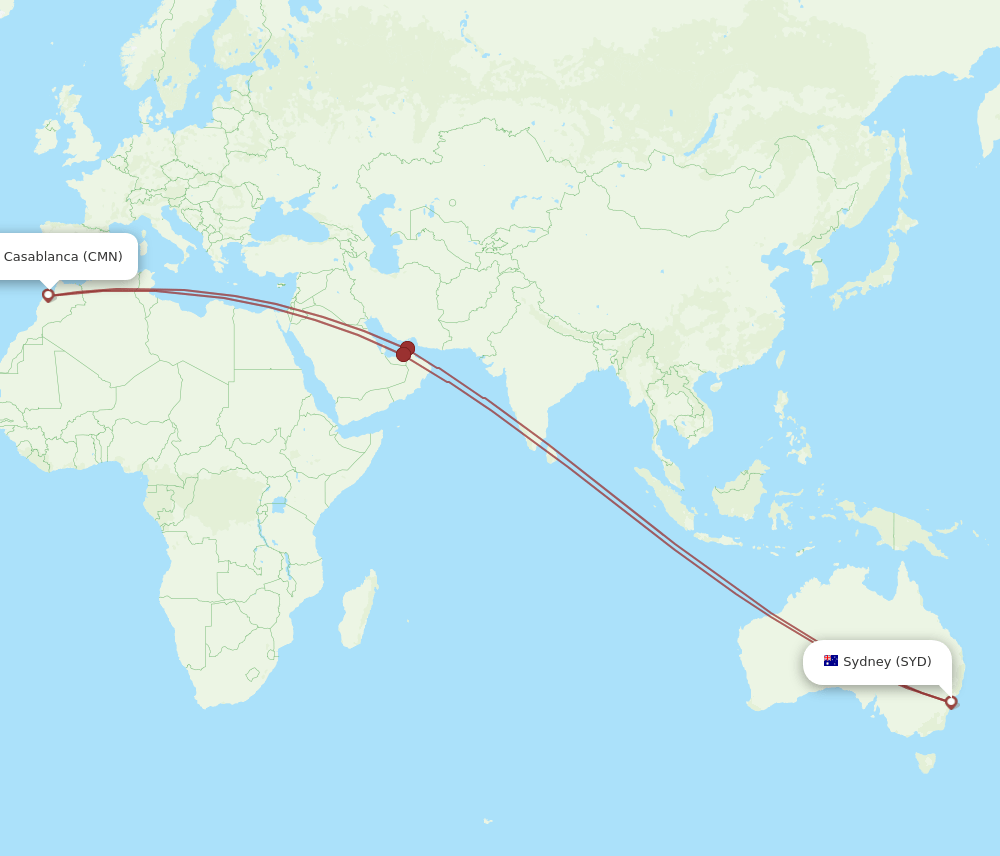 CMN-SYD flight routes