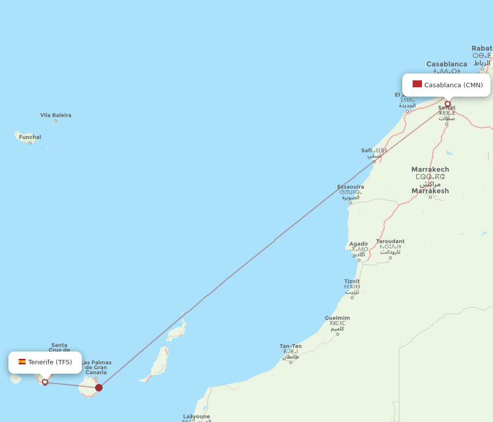CMN-TFS flight routes