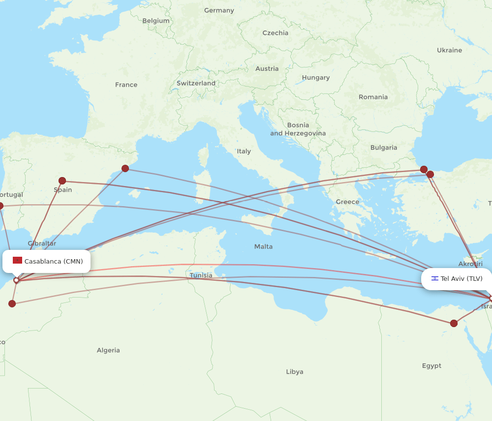 CMN-TLV flight routes