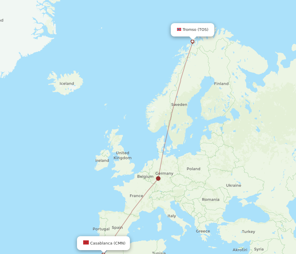 CMN-TOS flight routes