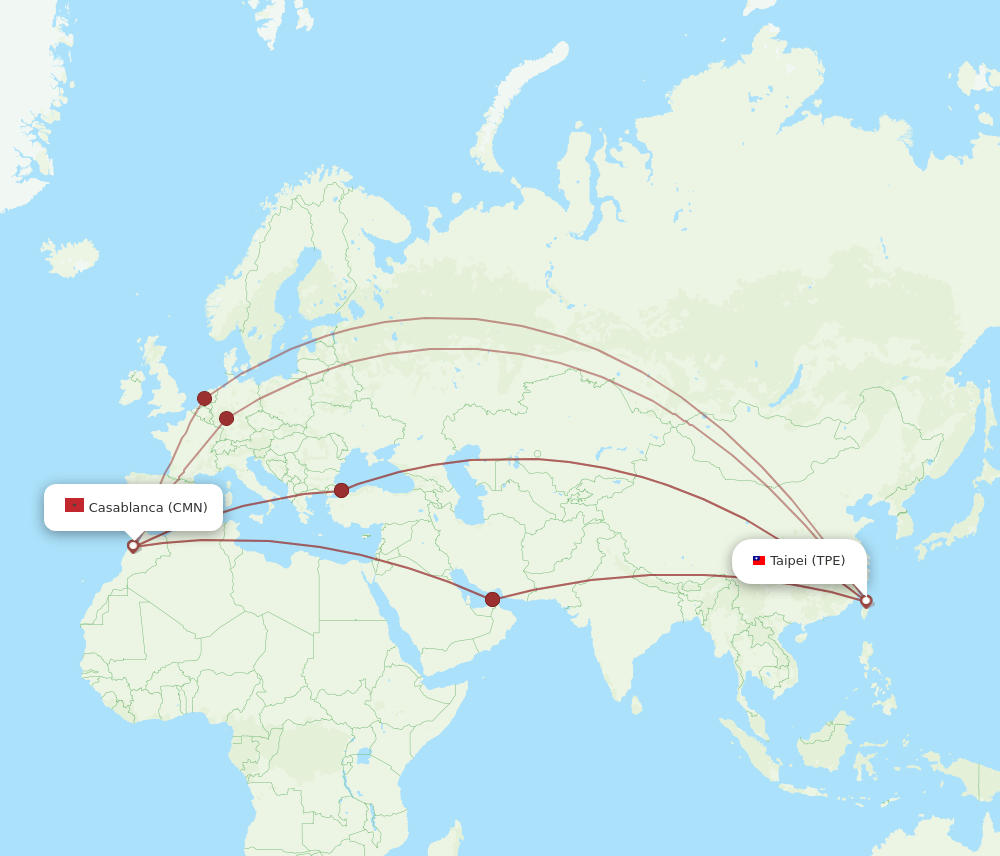 CMN-TPE flight routes