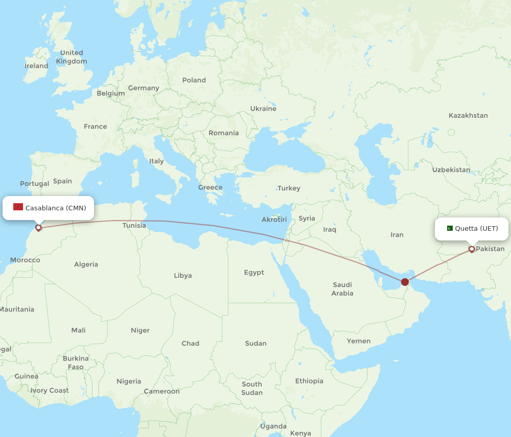 CMN-UET flight routes