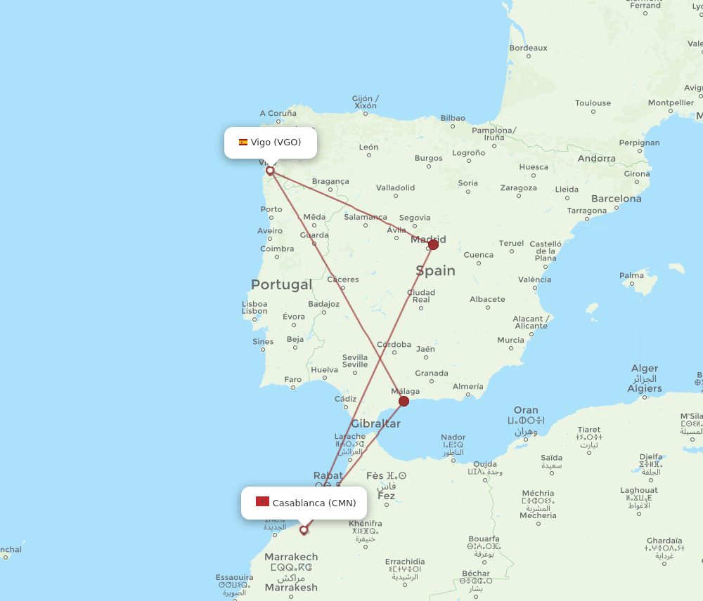 CMN-VGO flight routes