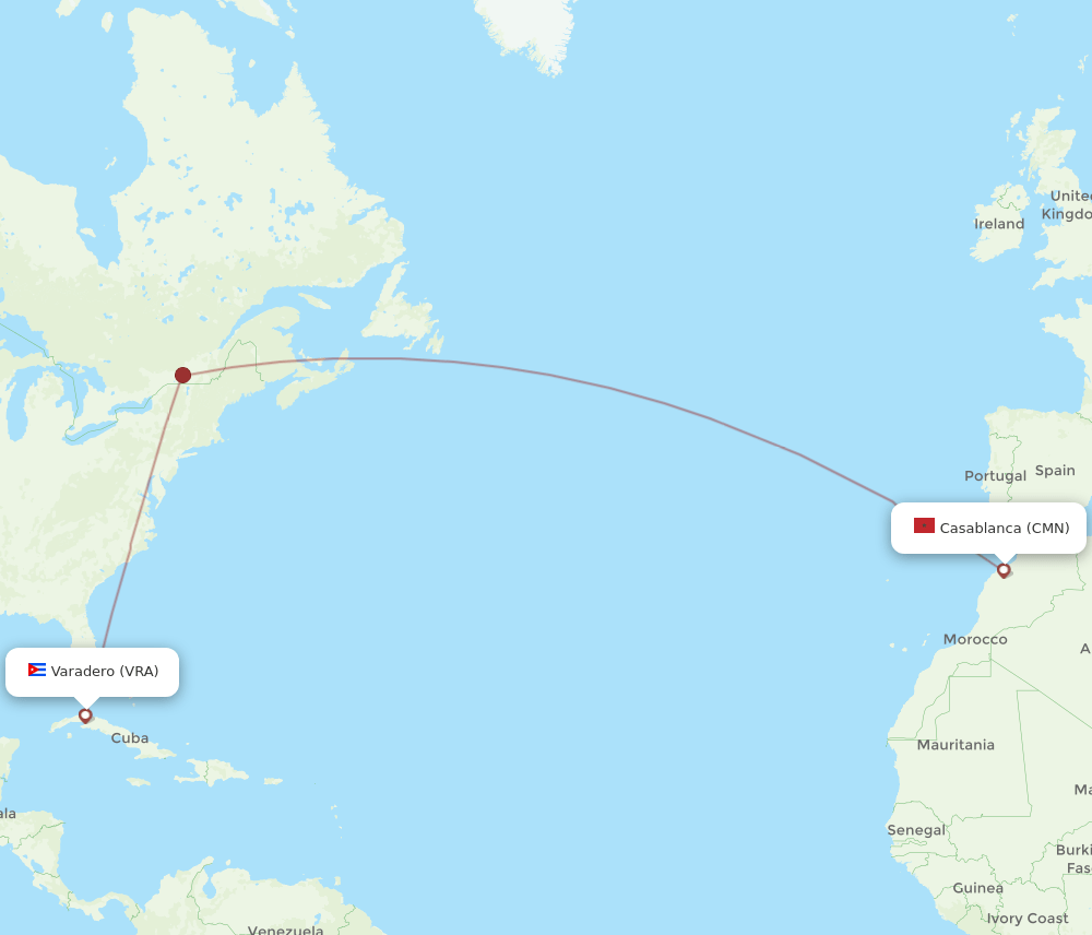 CMN-VRA flight routes