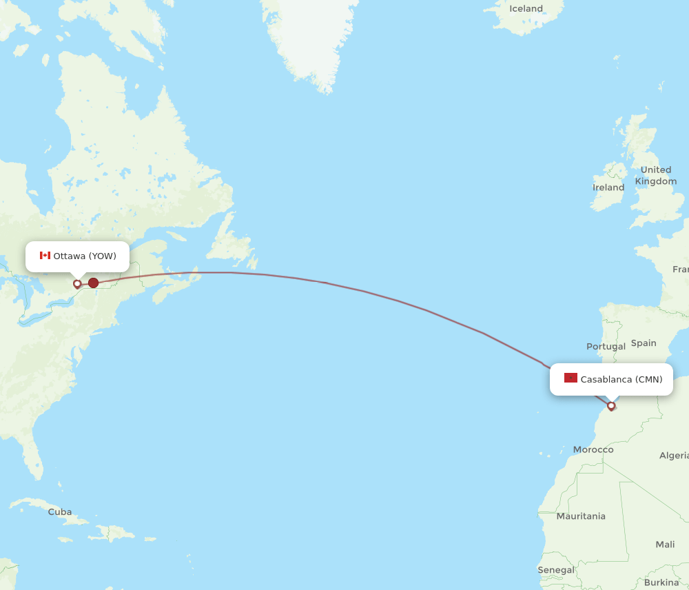 CMN-YOW flight routes