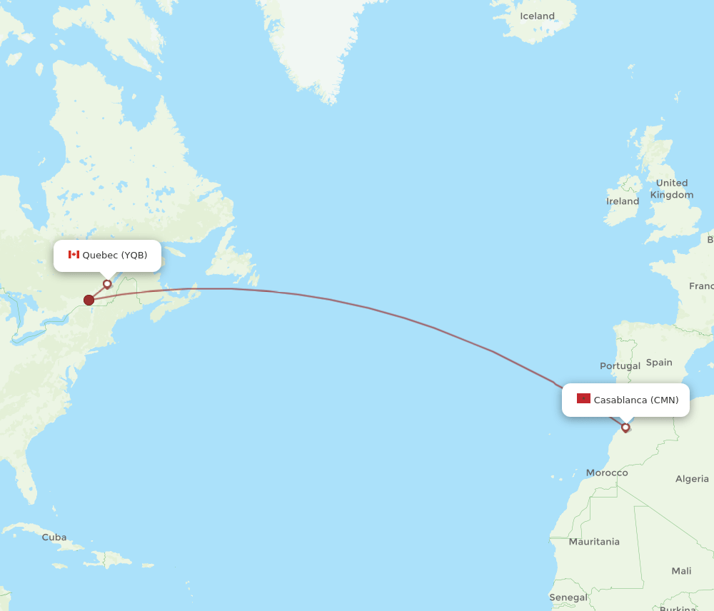 CMN-YQB flight routes
