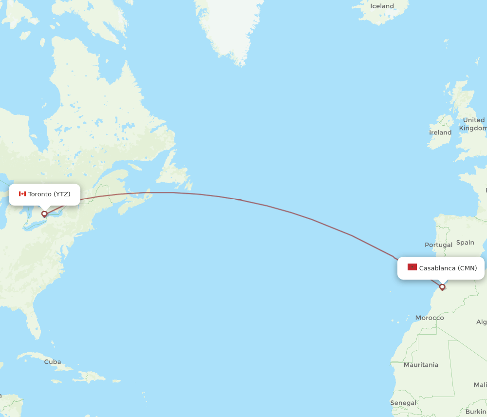 CMN-YTZ flight routes
