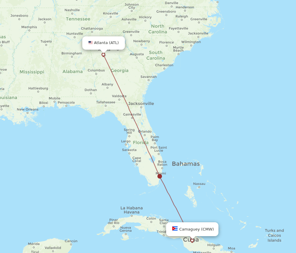 ATL to CMW flights and routes map
