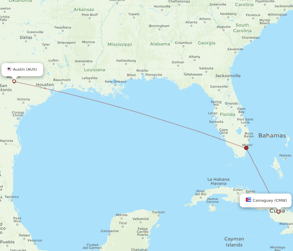 AUS to CMW flights and routes map