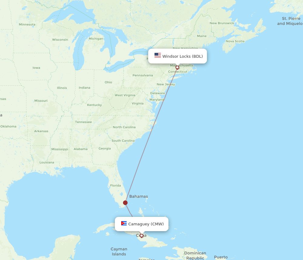 CMW-BDL flight routes