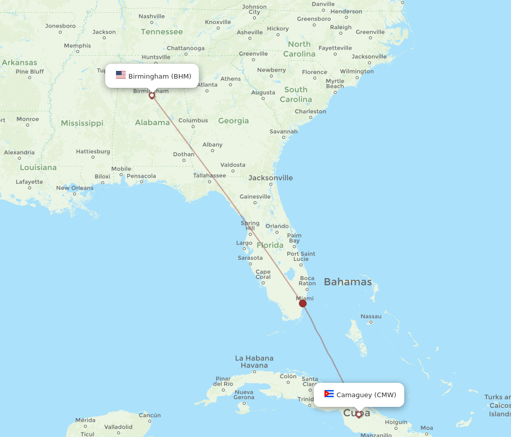 BHM to CMW flights and routes map
