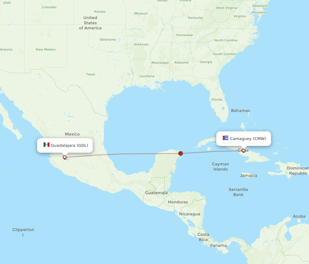 CMW-GDL flight routes