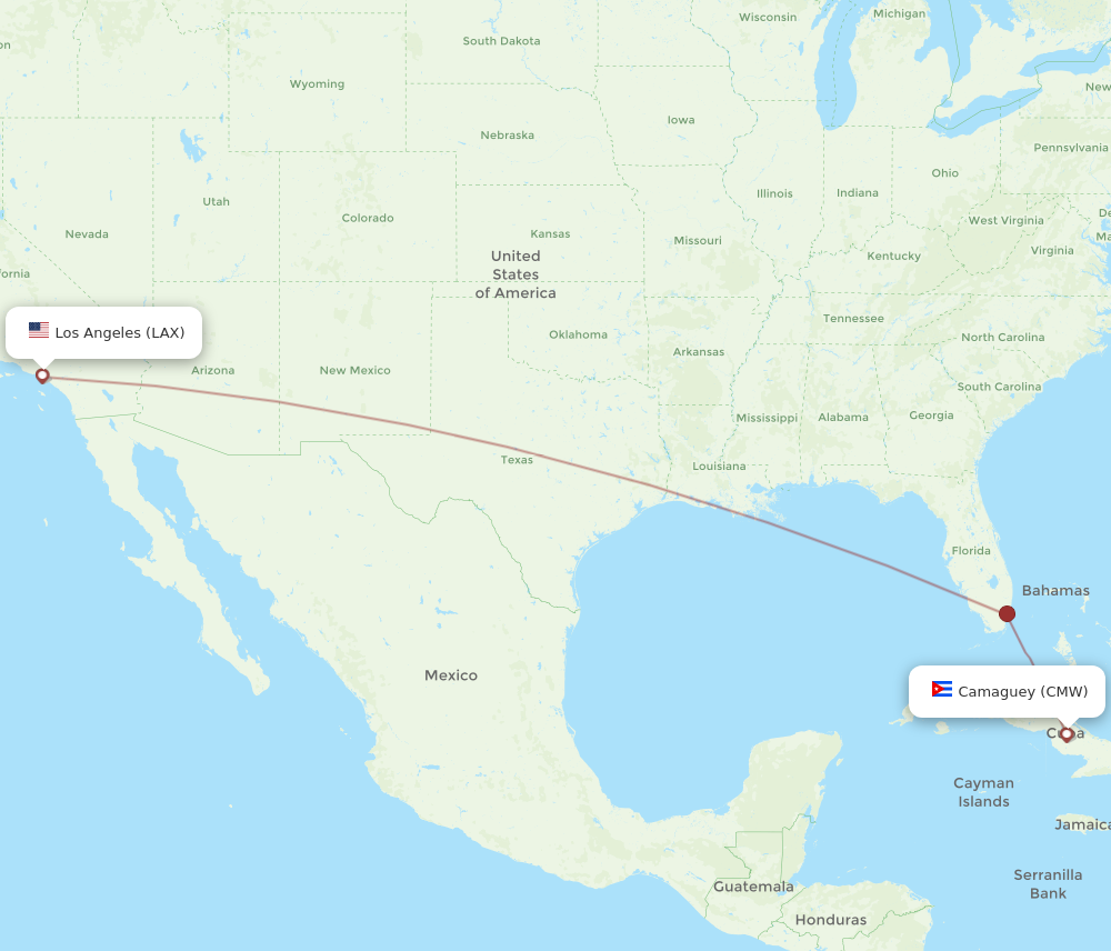 CMW to LAX flights and routes map