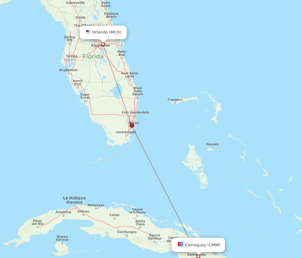 CMW-MCO flight routes