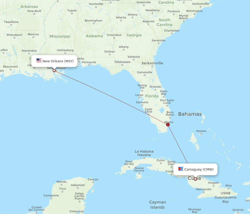 MSY to CMW flights and routes map