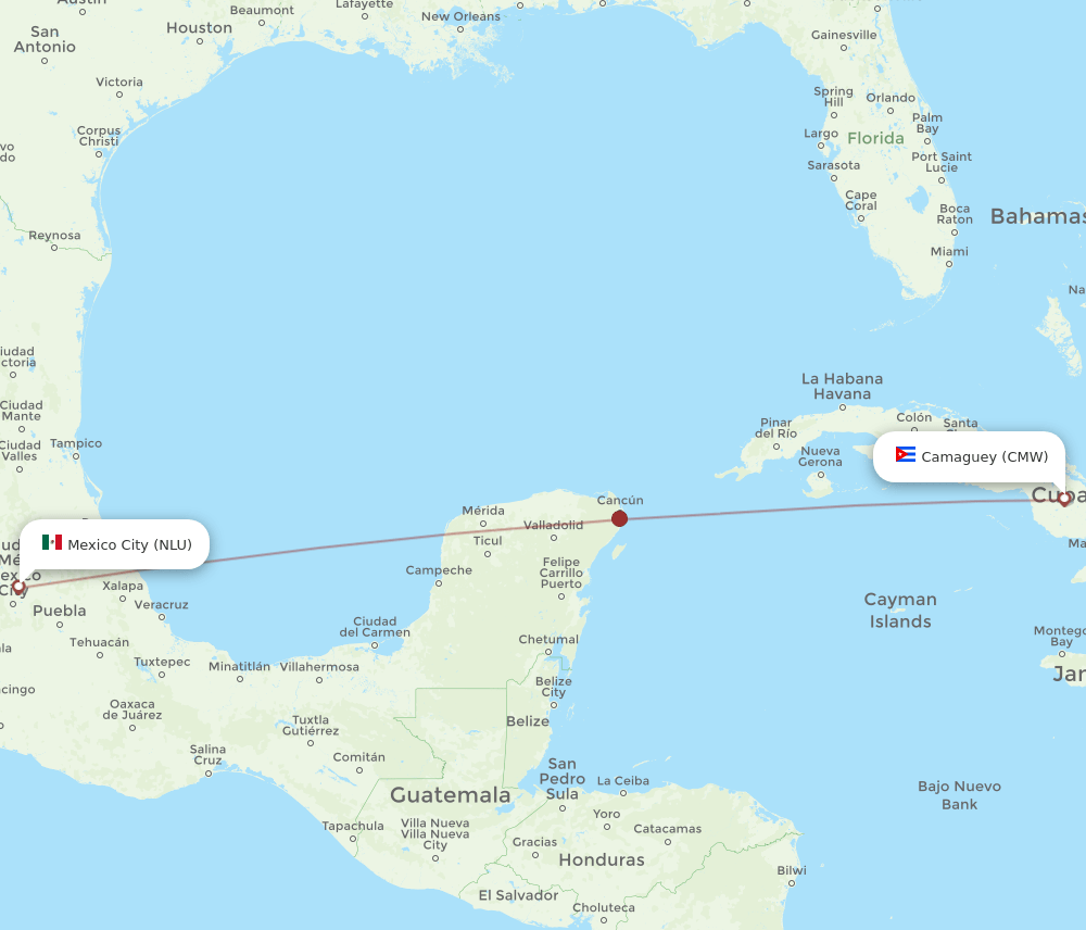 CMW to NLU flights and routes map
