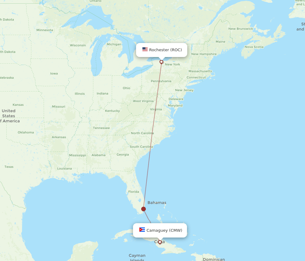 ROC to CMW flights and routes map