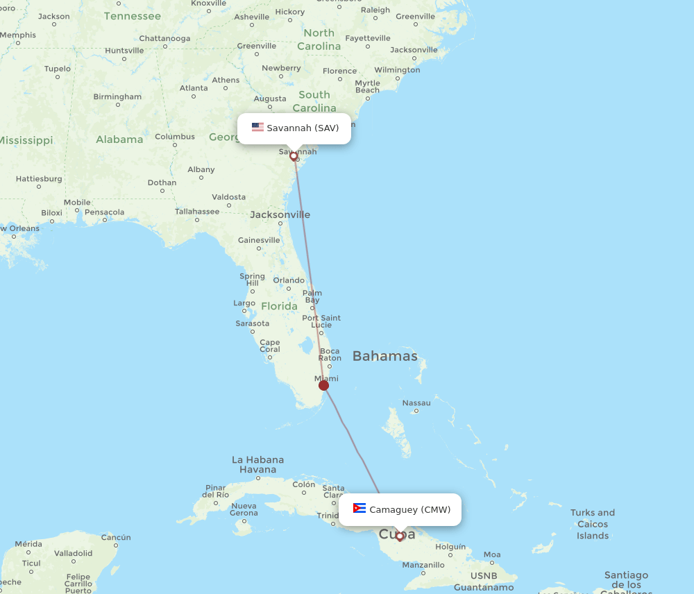CMW to SAV flights and routes map