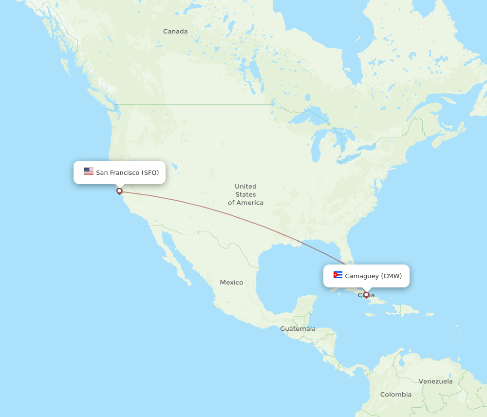 CMW-SFO flight routes