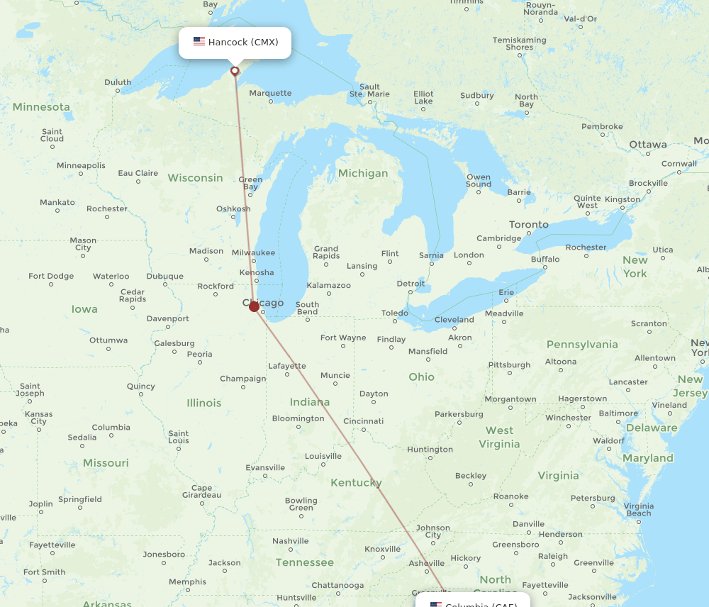 CMX-CAE flight routes