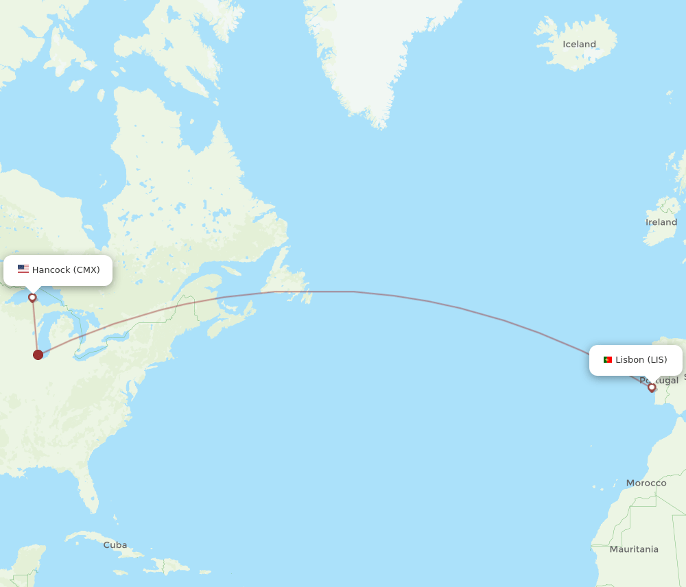LIS to CMX flights and routes map