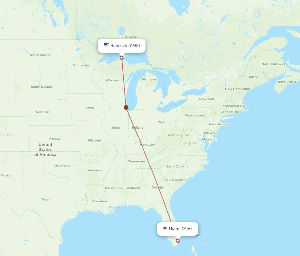 CMX to MIA flights and routes map