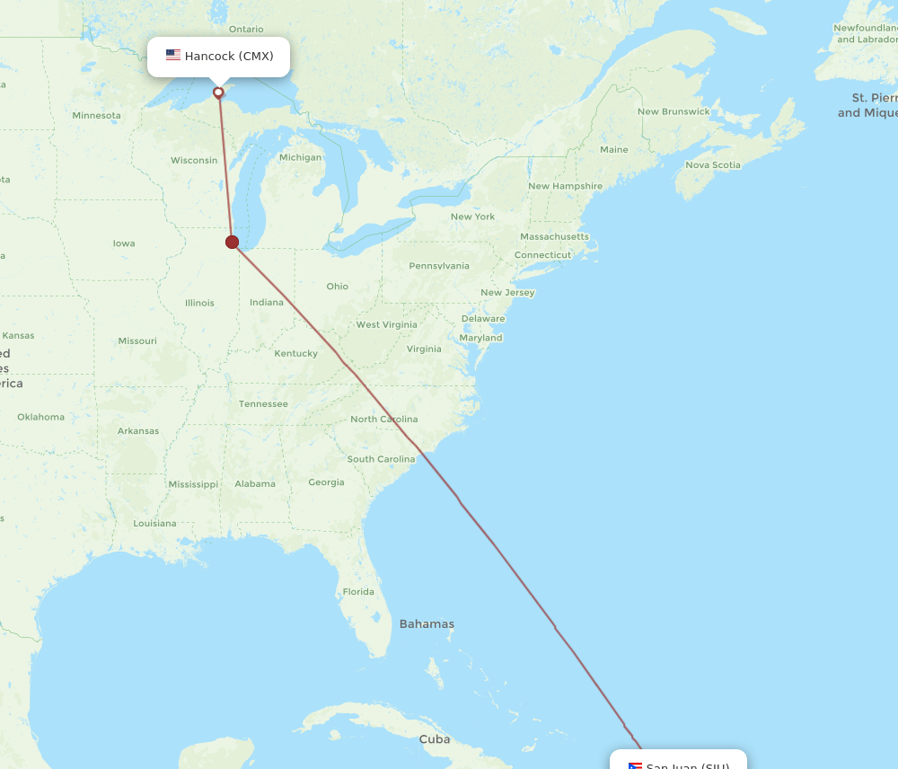 CMX-SJU flight routes