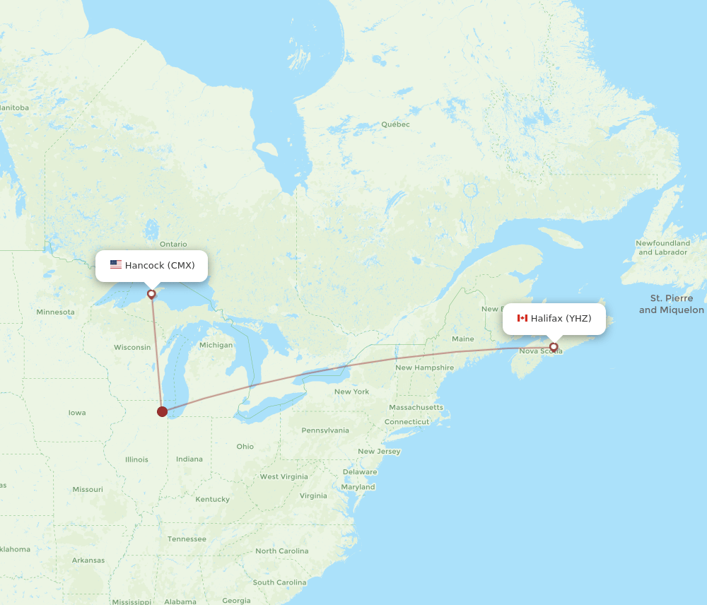 CMX-YHZ flight routes