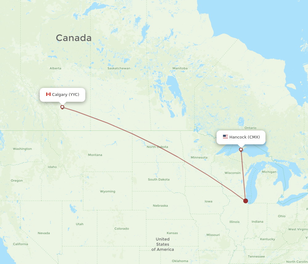 CMX-YYC flight routes