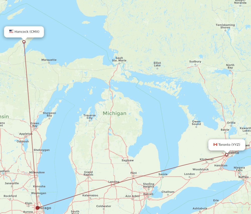 CMX-YYZ flight routes