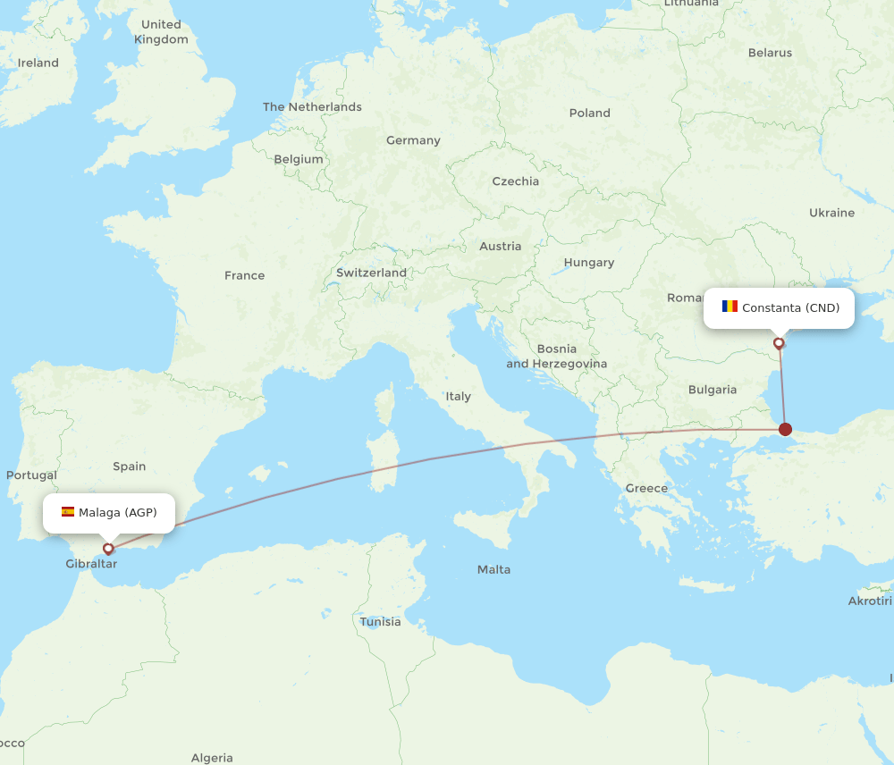 CND-AGP flight routes