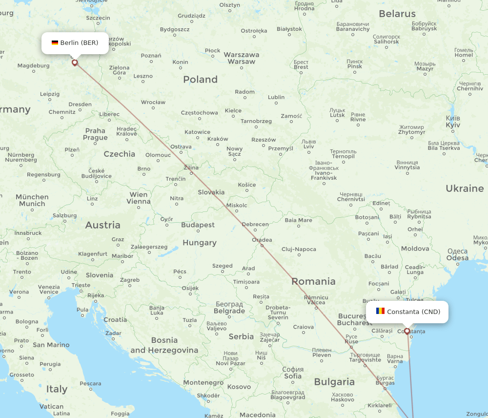 CND-BER flight routes