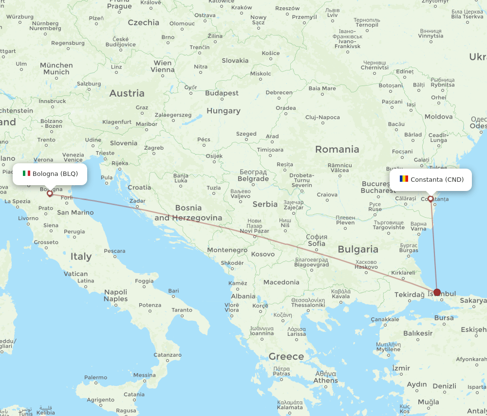 CND to BLQ flights and routes map