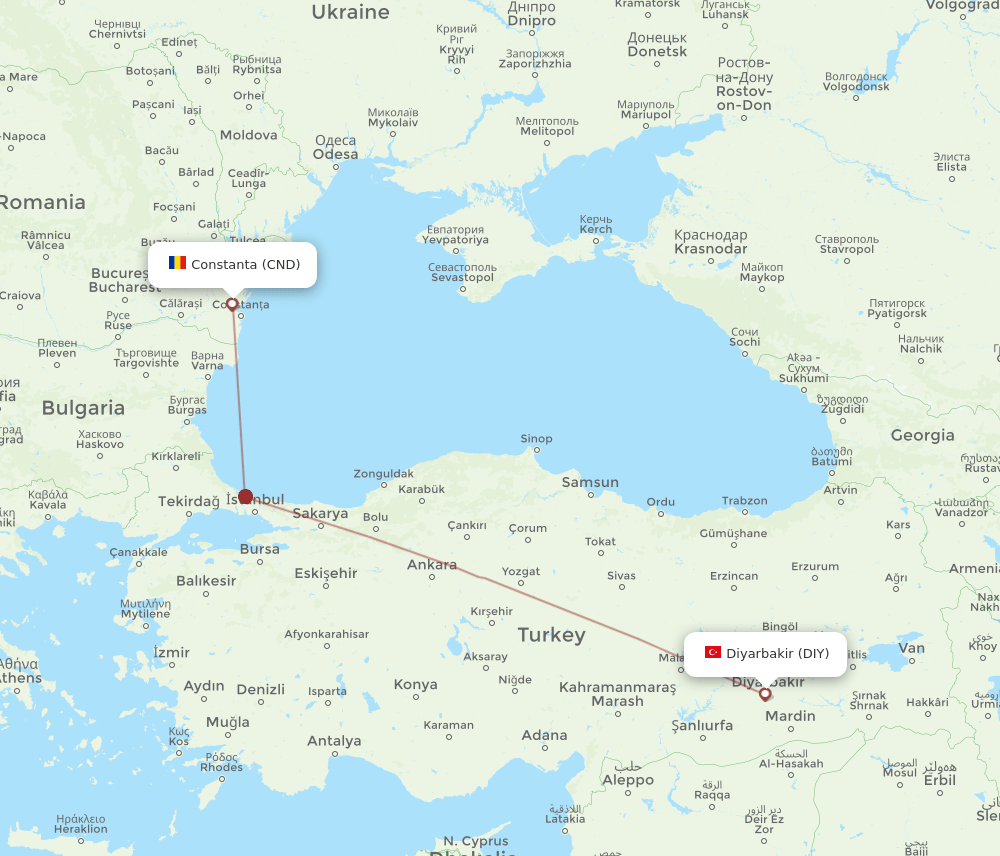 CND-DIY flight routes