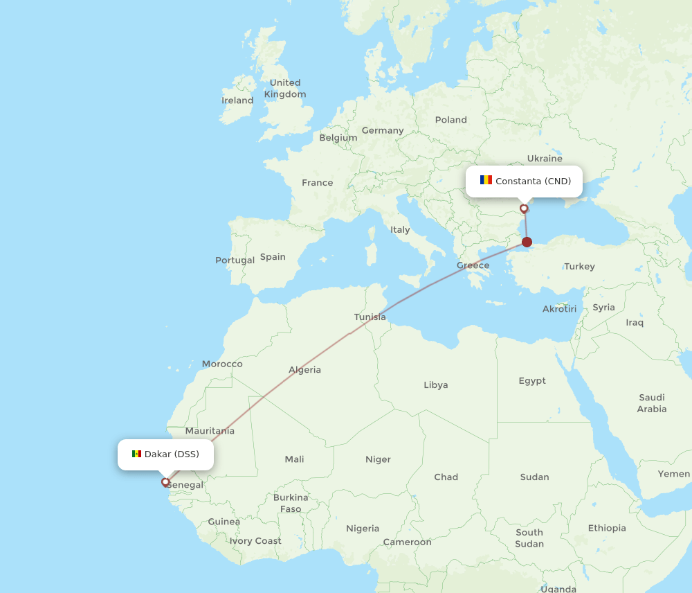 CND to DSS flights and routes map