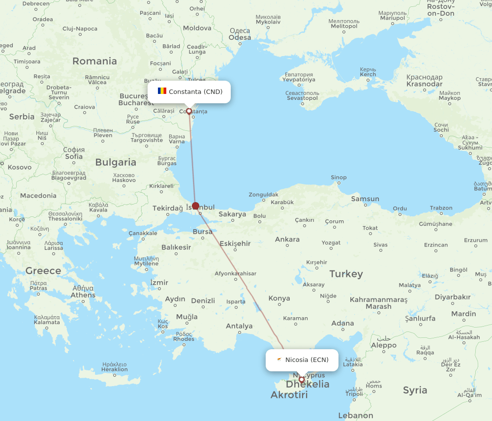 CND-ECN flight routes