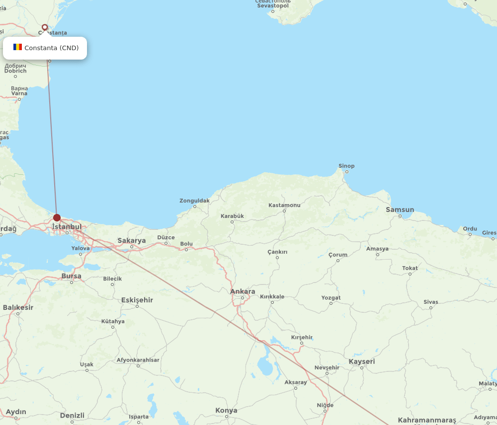 CND-GZT flight routes