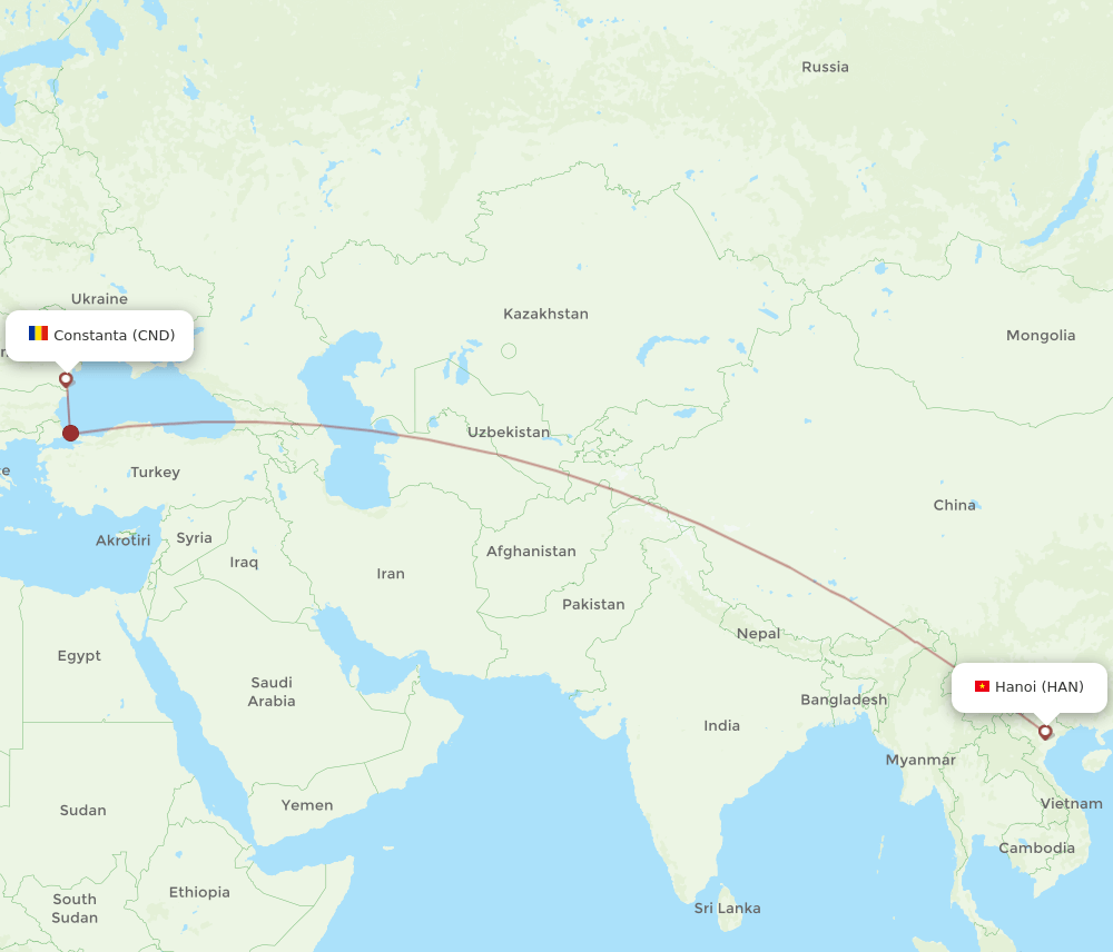 CND-HAN flight routes