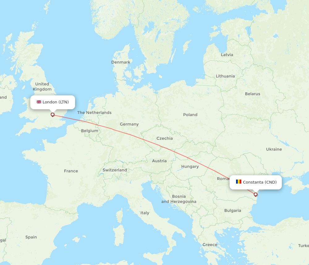CND to LTN flights and routes map