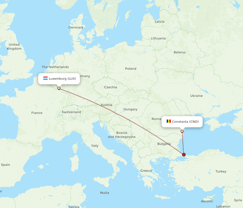 CND to LUX flights and routes map