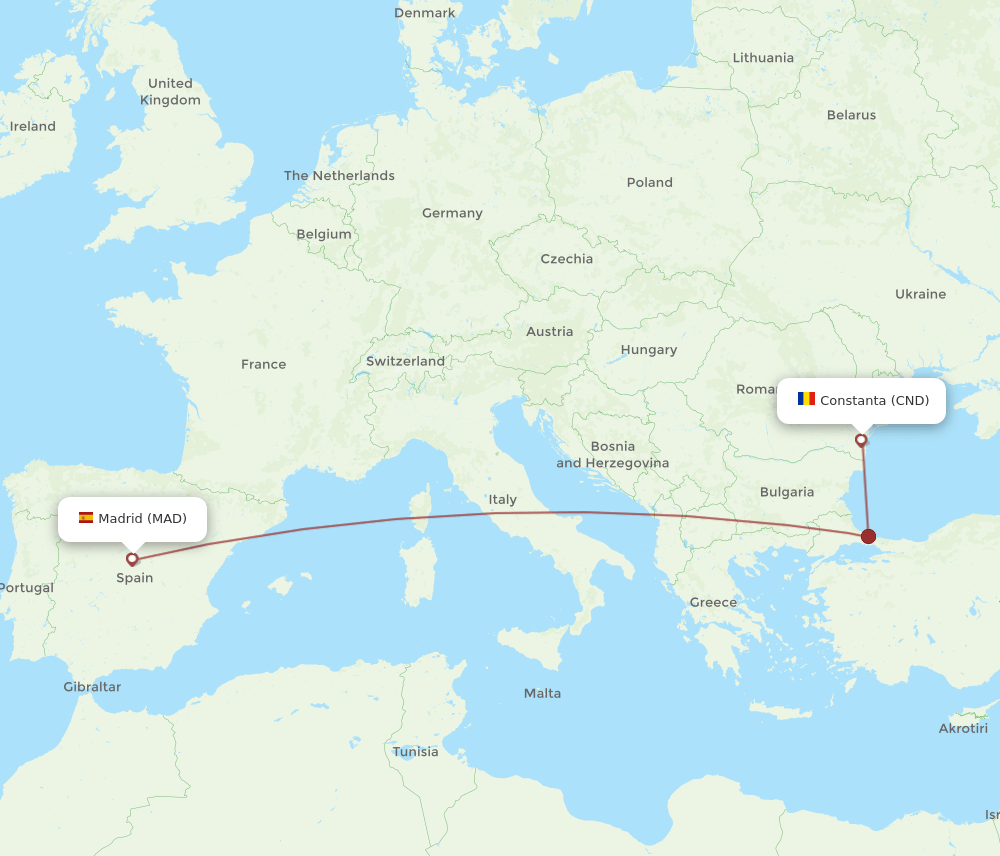 CND-MAD flight routes