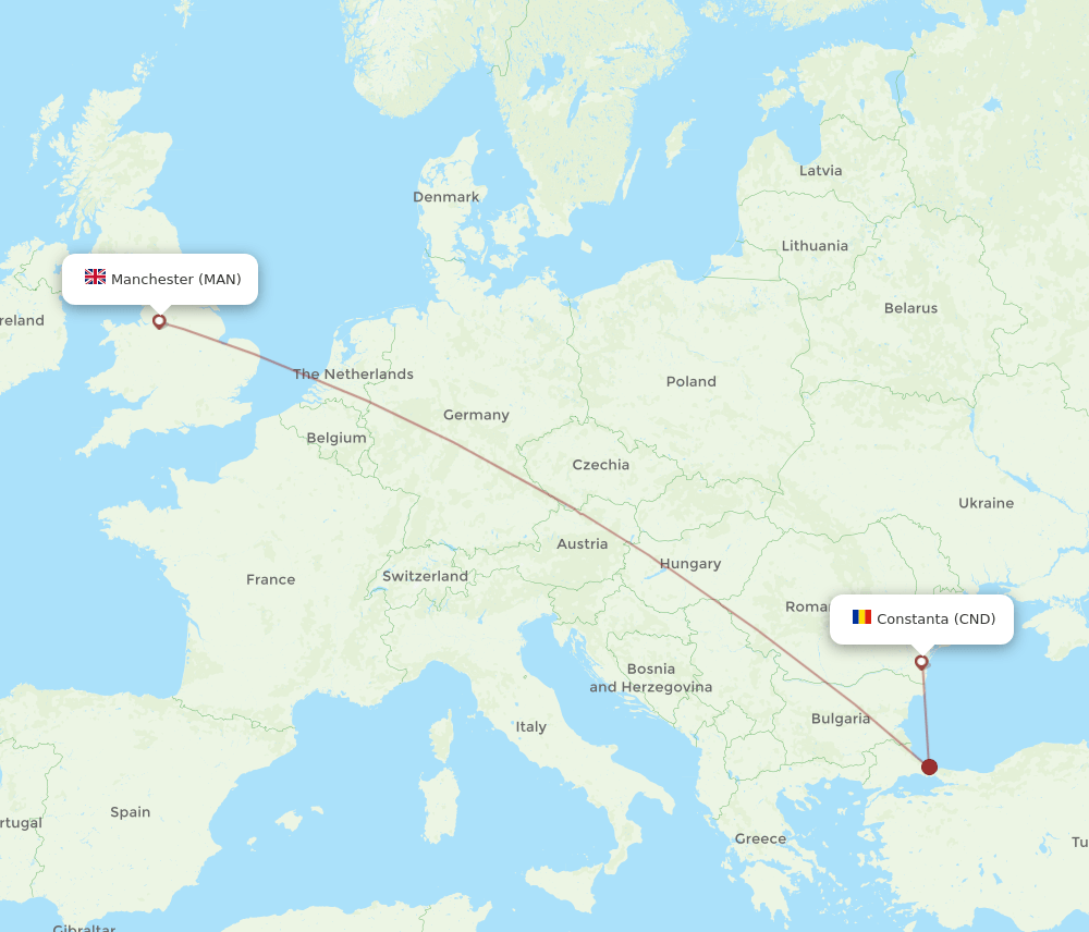 CND to MAN flights and routes map