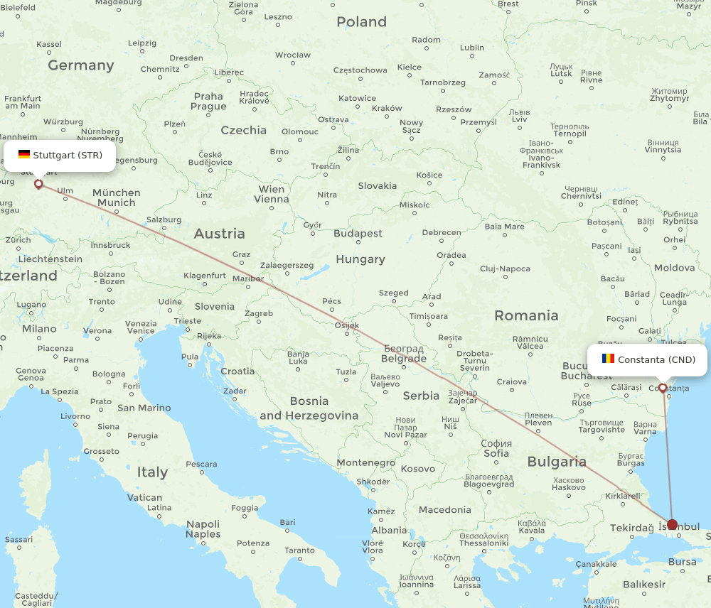 CND-STR flight routes