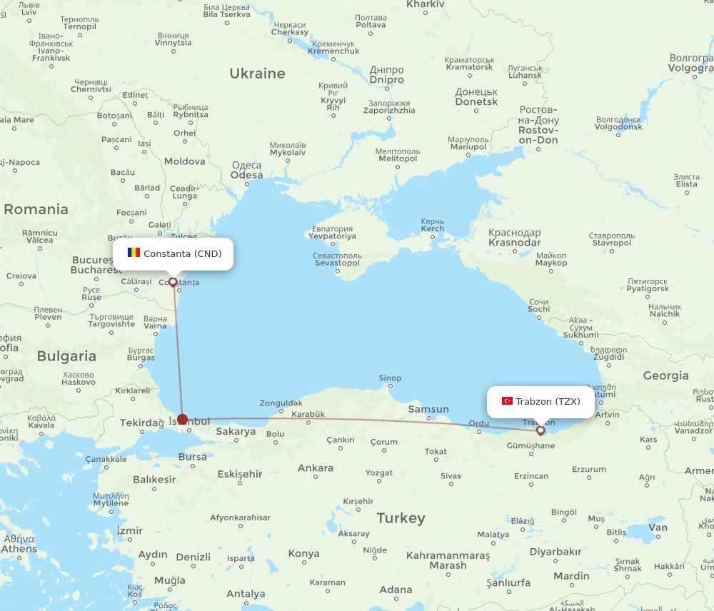 CND-TZX flight routes