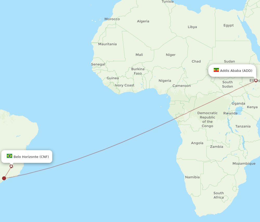CNF to ADD flights and routes map