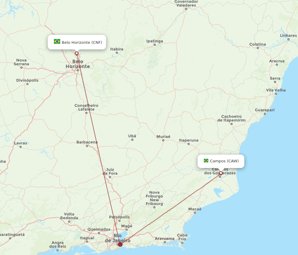 CNF to CAW flights and routes map